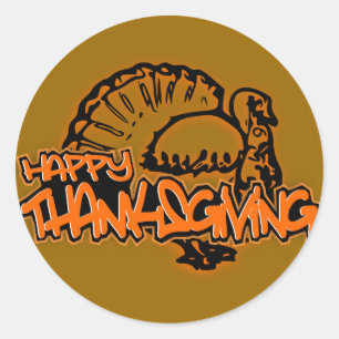 HAPPY THANKSGIVING DESIGN CLASSIC ROUND STICKER