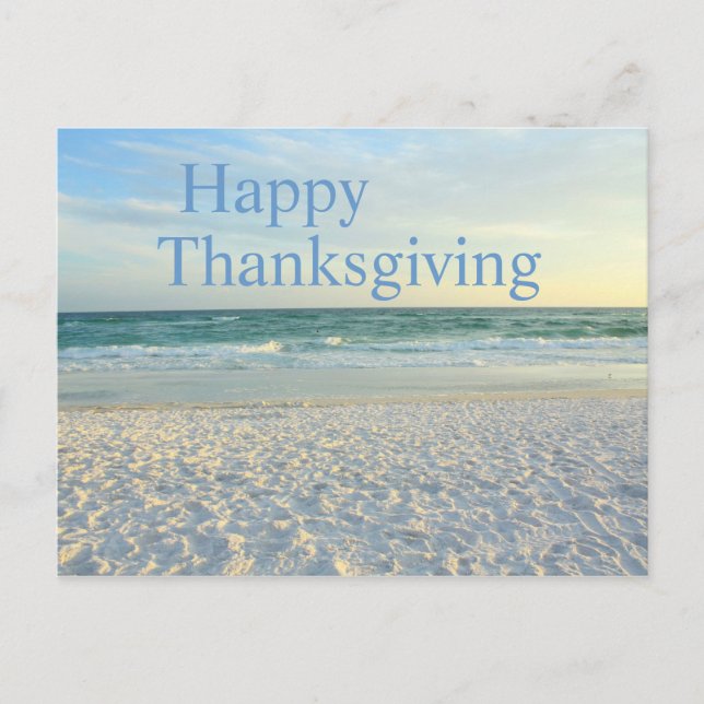 Happy Thanksgiving - Destin, Florida beach sunset Holiday Postcard (Front)
