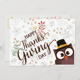Happy Thanksgiving dinner cute owl  Invitation