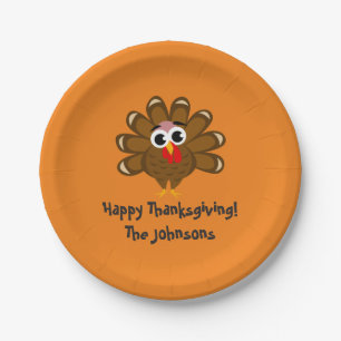 Happy Thanksgiving dinner party cute turkey custom Paper Plate