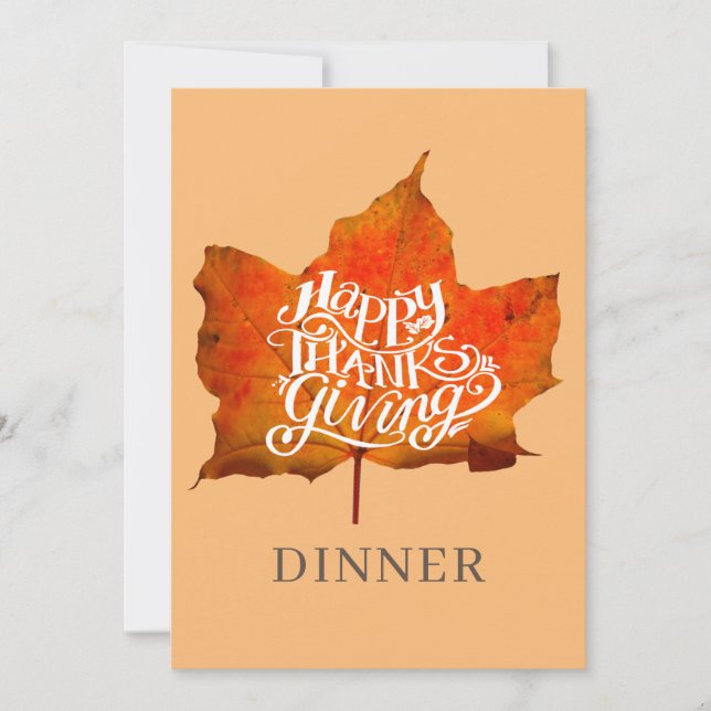 Happy Thanksgiving Dinner Party Fall Leaves Invitation (Front)