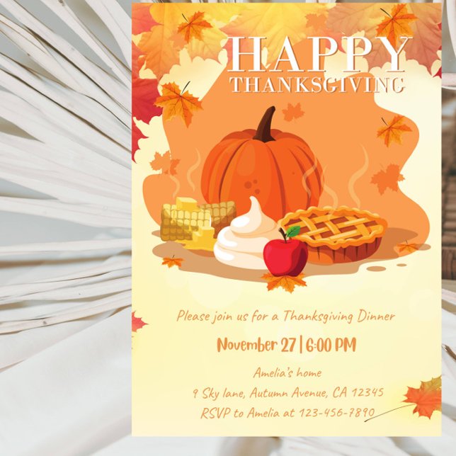 Happy Thanksgiving Dinner Party Invitation (Creator Uploaded)