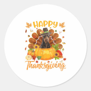Happy Thanksgiving Doberman Dog Turkey Pumpkin Classic Round Sticker