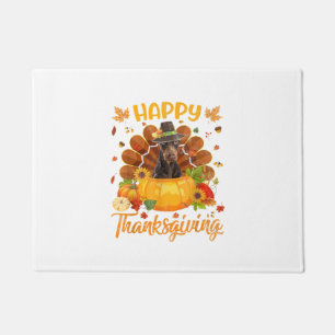 Happy Thanksgiving Doberman Dog Turkey Pumpkin  Doormat