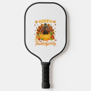 Happy Thanksgiving Doberman Dog Turkey Pumpkin  Pickleball Paddle