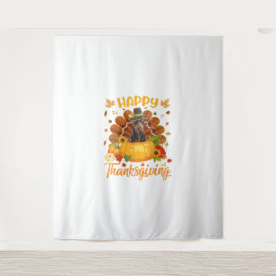 Happy Thanksgiving Doberman Dog Turkey Pumpkin Tapestry