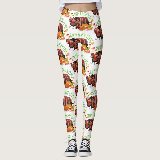 happy thanksgiving drunk turkey leggings (Front)