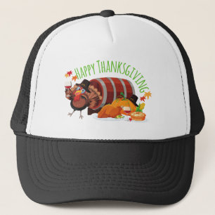 happy thanksgiving drunk turkey trucker hat