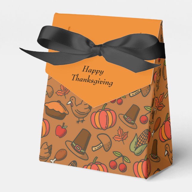 Happy Thanksgiving Editable Message Favor Box (Front Side)