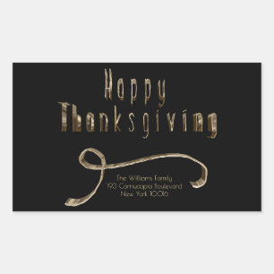 Happy Thanksgiving Elegant Black Gold Typography Sticker