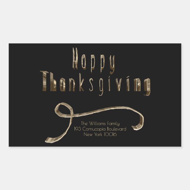 Happy Thanksgiving Elegant Black Gold Typography Sticker (Front)