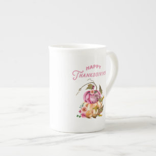 happy thanksgiving  fall bone china mug