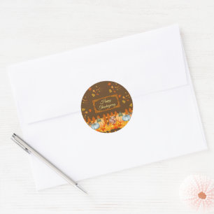Happy Thanksgiving Fall Classic Round Sticker