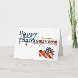 happy thanksgiving (fall flag) holiday card