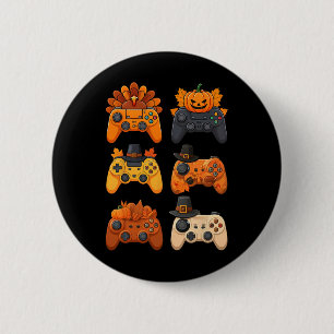 Happy Thanksgiving Fall Gaming Controllers Turkey  2 Inch Round Button