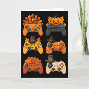 Happy Thanksgiving Fall Gaming Controllers Turkey Card
