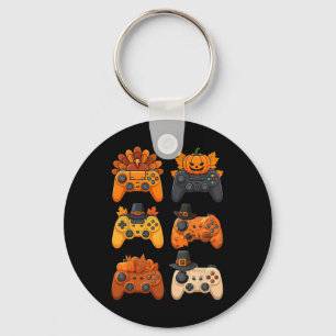 Happy Thanksgiving Fall Gaming Controllers Turkey  Keychain