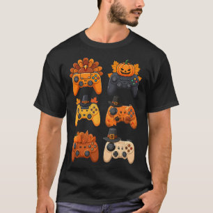 Happy Thanksgiving Fall Gaming Controllers Turkey T-Shirt