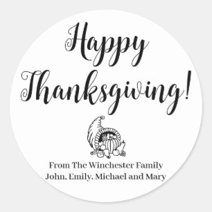 Happy Thanksgiving fall harvest custom script text Classic Round Sticker