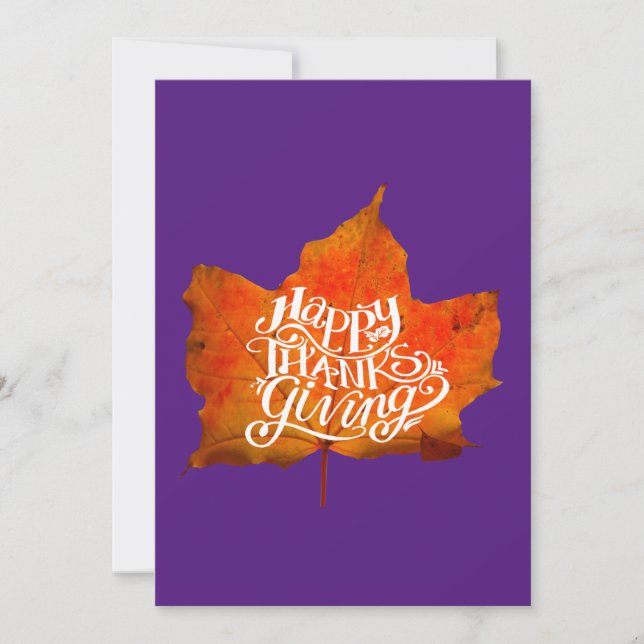 HAPPY THANKSGIVING FALL LEAVES AUTUMN LEAF  INVITATION (Front)