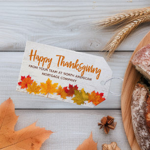 Happy Thanksgiving Fall Leaves Custom Business  Gift Tags
