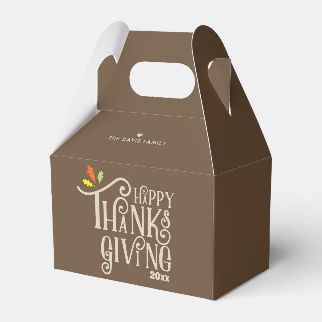 Happy Thanksgiving | Fall Leaves Favor Box (Front Side)