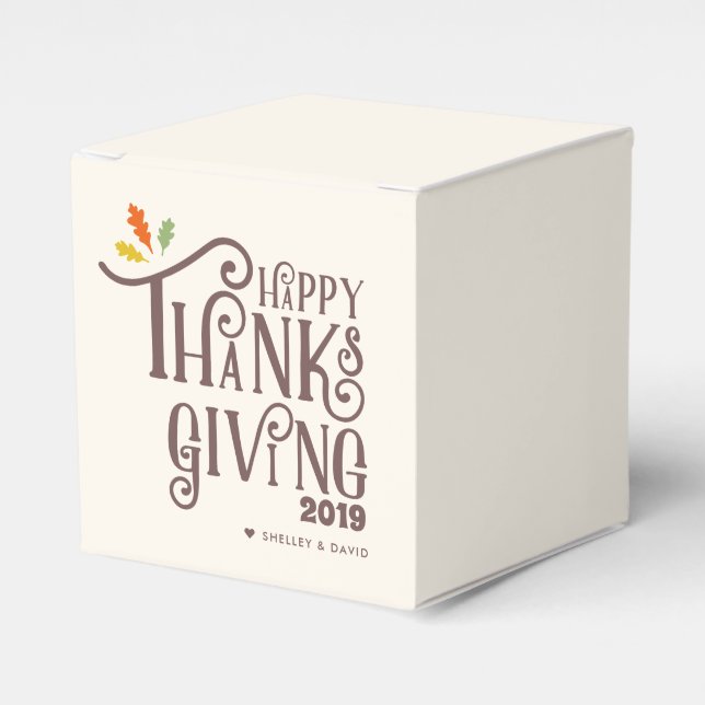 Happy Thanksgiving | Fall Leaves Favor Box (Front Side)