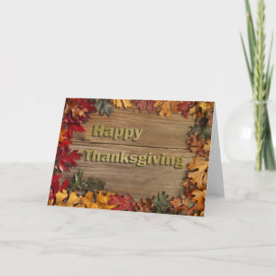 Happy Thanksgiving Fall Leaves Holiday Card