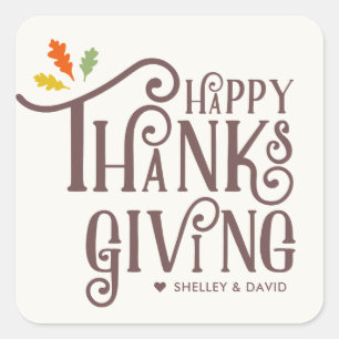 Happy Thanksgiving   Fall Leaves Square Sticker