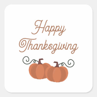 Happy Thanksgiving Fall Pumpkin Square Sticker