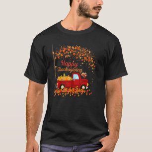 Happy Thanksgiving Fall Red Truck Fall Leaves Pump T-Shirt