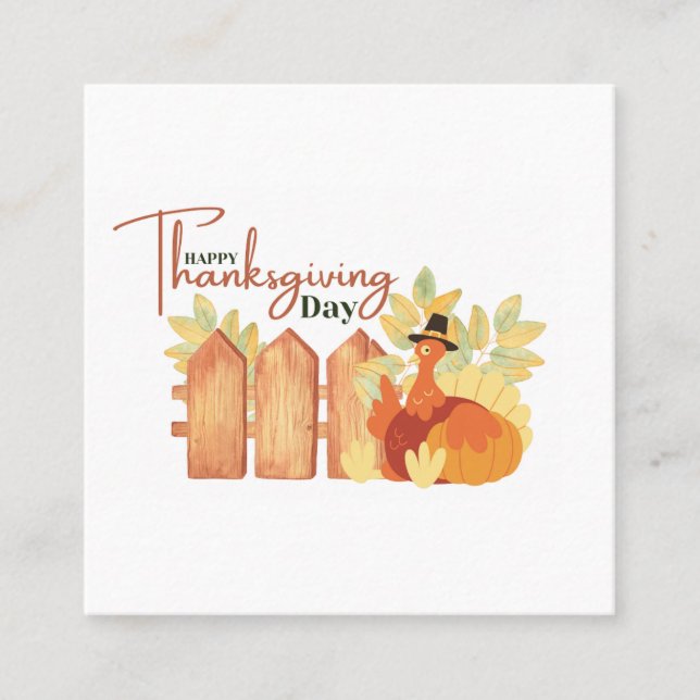 happy thanksgiving  fall square business card (Front)