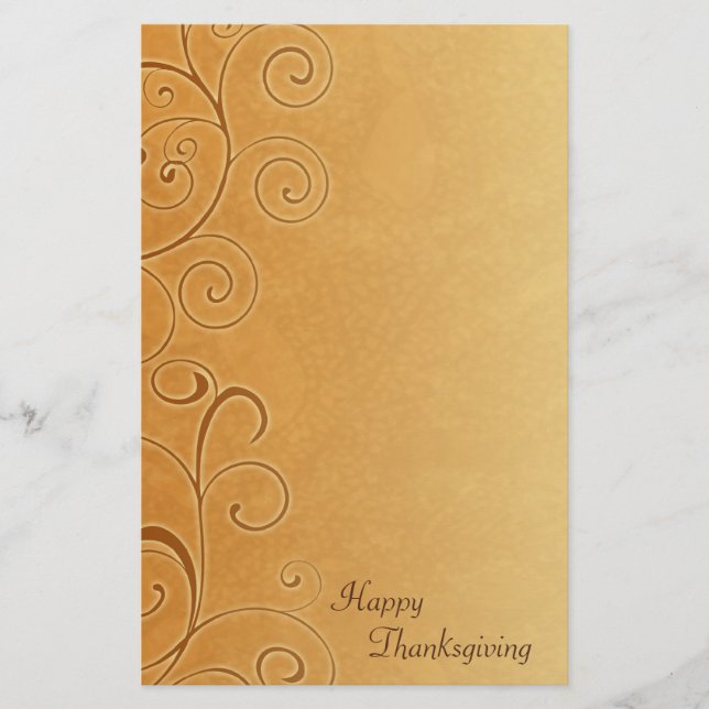 Happy Thanksgiving Fall Swirls Stationery (Front)