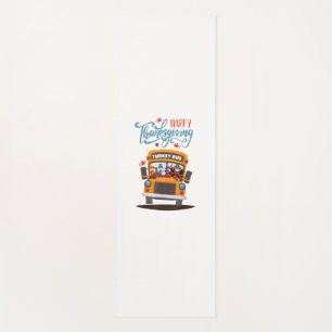 Happy Thanksgiving Fall Turkey Thankful School Bus Yoga Mat
