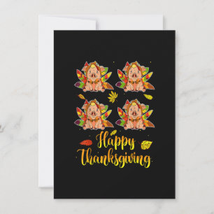 Happy Thanksgiving Fall Turkey With Pig Invitation