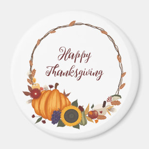 Happy Thanksgiving Fall Wreath Magnet