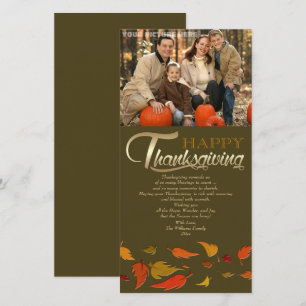 Happy Thanksgiving. Falling Leaves Photo Card