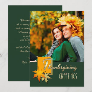 Happy Thanksgiving. Falling Leaves Photo Card