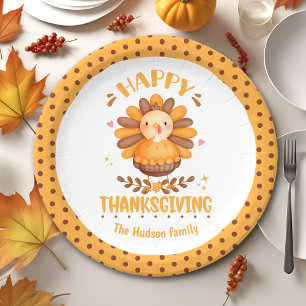 Happy Thanksgiving Family Name Paper Plates