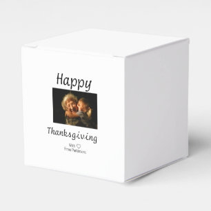 Happy Thanksgiving family name photo black simple Favor Box