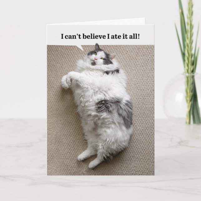 Happy Thanksgiving Fat Cat Holiday Card (Front)