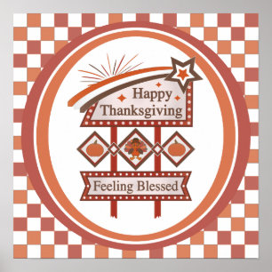 Happy Thanksgiving Feeling Blessed Retro Sign