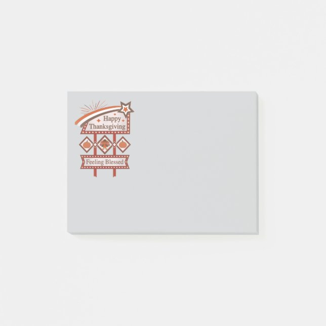 Happy Thanksgiving Feeling Blessed Retro Sign Post-it Notes (Front)