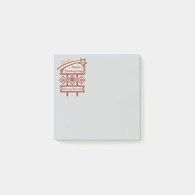 Happy Thanksgiving Feeling Blessed Retro Sign Post-it Notes (Front)