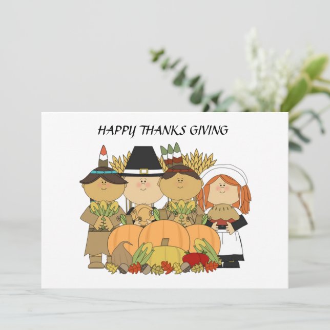 Happy Thanksgiving flat card (Standing Front)