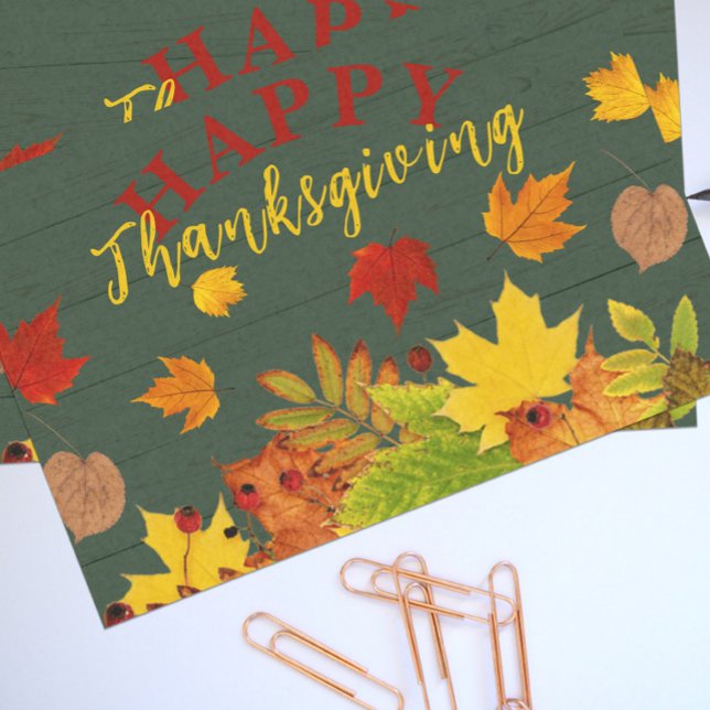 Happy Thanksgiving Foliage On Wood Paper (Creator Uploaded)