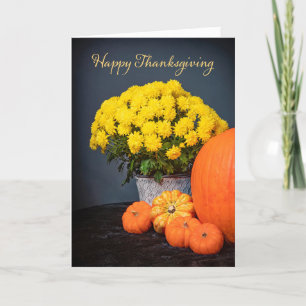 Happy Thanksgiving For Anyone Mums and Pumpkins Holiday Card