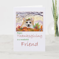 Happy Thanksgiving, Friend - Corgi dog in Autumn