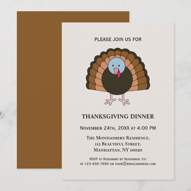 Happy Thanksgiving Friendsgiving Grateful Blessed Invitation (Front/Back)