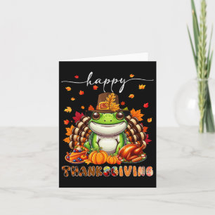 Happy Thanksgiving Frog Costume Turkey Fall Leaves Card